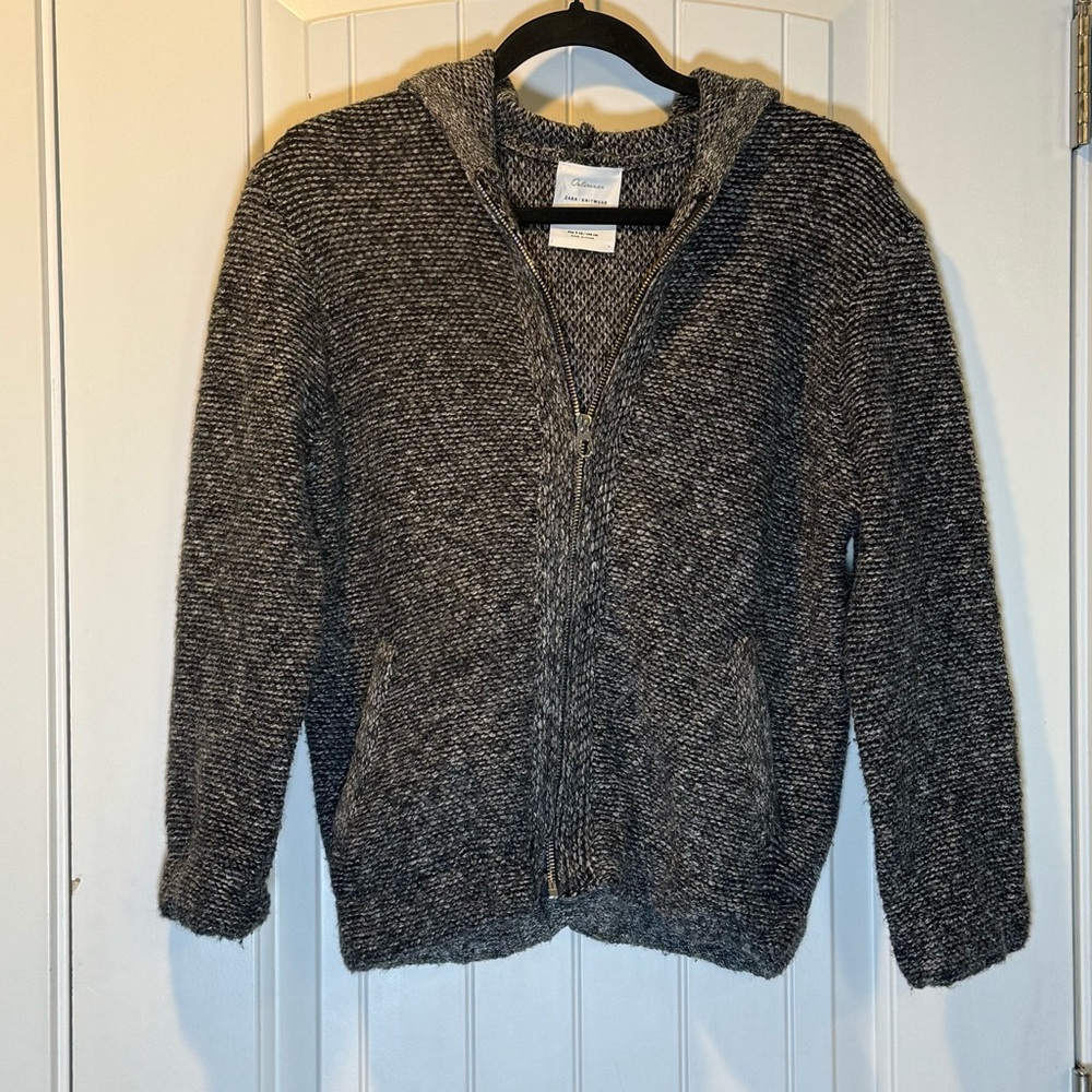 Zara Boys Black and White Zip-Up Wool Blend Sweater Size 9-10